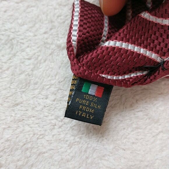 Vtg Serica Necktie Rep Tie Red White Striped Silk Hand Made In Italy 3.75x60" - Picture 8 of 9
